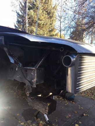 tube front end getting mocked up, also boxed in frame rails. 31" intercooler