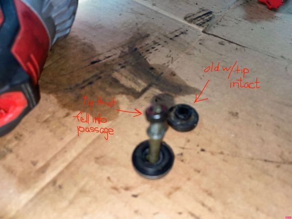 Rubber tip similar to that I broke off a new seal that fell down the passageway.