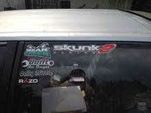 Stickers, for purely no reason other than they were given to me or came with stuff I bought for the car :p