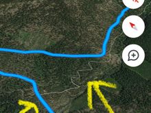 Take the right off Salmon La Sac road marked with the little arrow. That’s the start of the Jeep trail. 