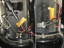 50W 6Ohm resister in parrallel with front turn signal to stop LED hyper flash.