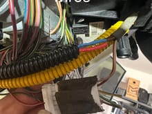 View of the wiring harness that was cut