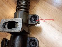 arrow shows oil hole location