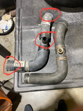 I had to trim length off of each end of the Gates upper radiator hose.  It is too long and gets squished against the front valve cover.  The heater hose tee is about 2mm larger in diameter making it hard to fit.

The Gates lower radiator hose is ok.  The upper sucks!

Rein’s 2008 BMW 335i molded plastic elbow in the radiator hose had a pin hole in the plastic.  It should have failed a basic quality pressure test at the factory.  I found out about the leak after replacing and re-filling.