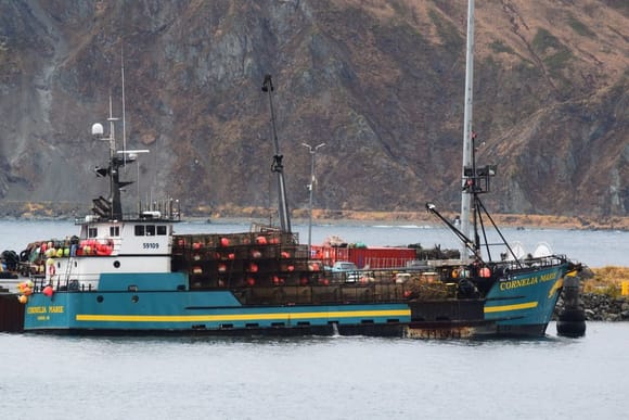 December 2015: Deadliest Catch vessels docked on other side of Dutch Harbor