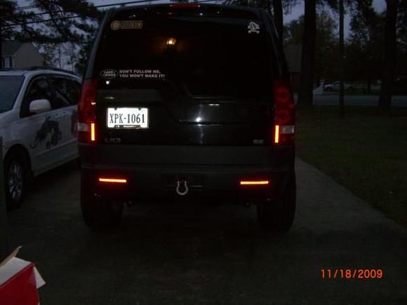Rear shot, wider stance with the 1.30" Wheel Spacers and Fuzion XTi 285/60-18 All-Terrain tires.  My dogs have a real hard time getting in the back, even using a ramp, but they always want to go too.