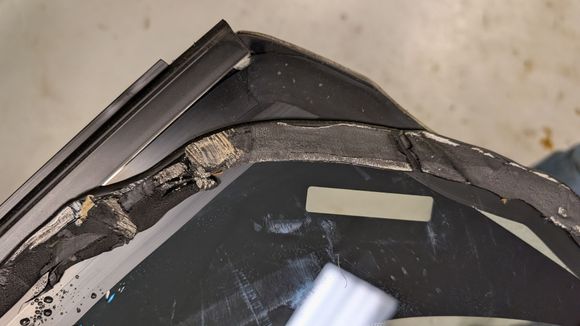 Up close on a rough section - this is what it looks like when it is cut away - the adhesive bonded to both sides.