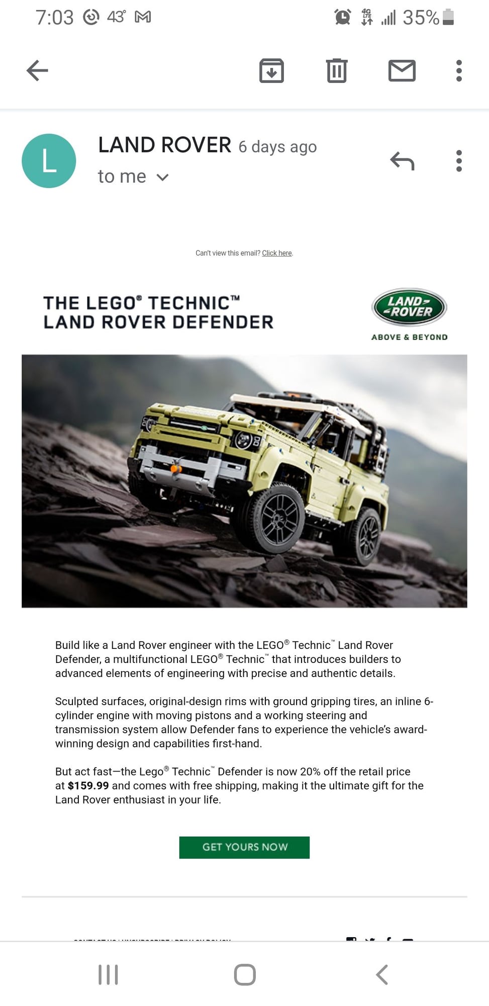 LEGO unveils 2020 land rover defender with 'most sophisticated gearbox yet