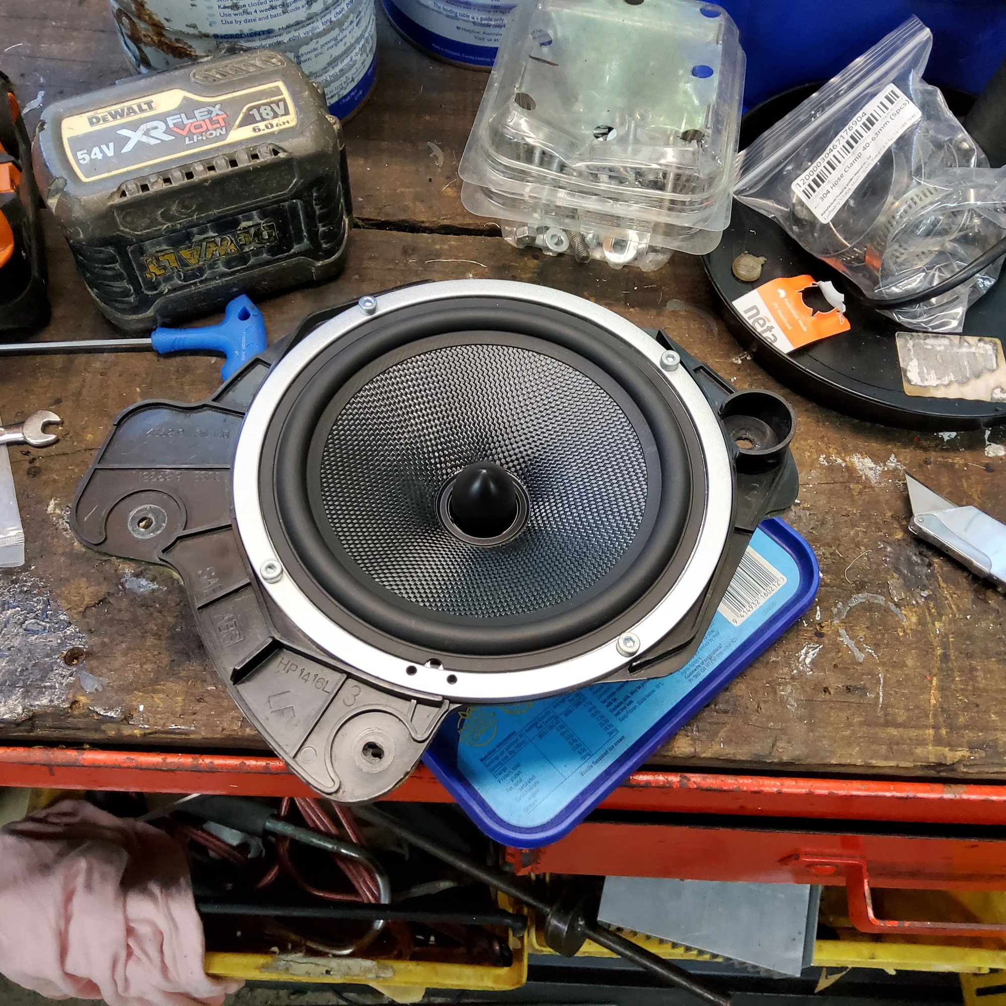 Need to drill new holes, and bolt the CRT speaker in place - the original holes are half a hole out.