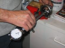 Measuring rod bearing ID to determine the final clearance.