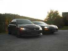 Love this shot. My buddy's Evo 9 and The Z