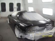16 Camaro Rear Body in Booth with Base Coat