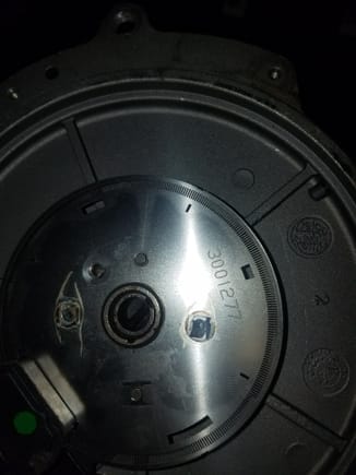 The alignment dowel pin fell out and let the disc spin out of timing from the cam drive hub.