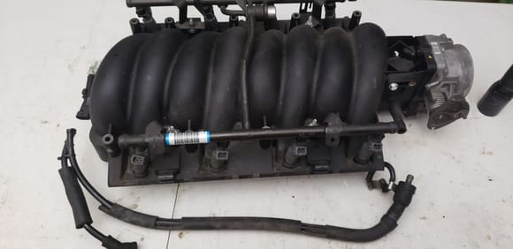 This is the stock setup and the passenger valve cover had two ports instead of one. Notice the PCV valve at the end of the hose just before going into the intake manifold? You don't have to run a sealed catch can but it will help slow down some of the blow by from getting into your intake manifold.