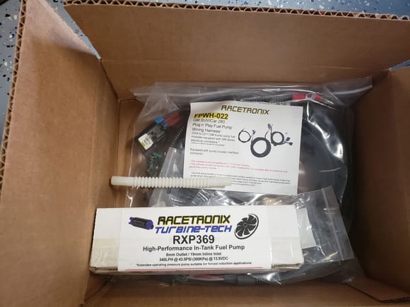 Racetronix had the 340 pump and hotwire kit.