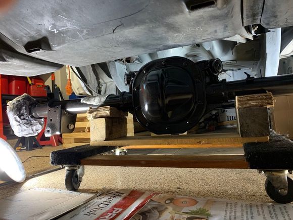 I protected the fresh paint as much as I could.  By the time these pictures were taken, the Summit Racing Chassis Shield, satin black paint  was long since fully cured and hard.
