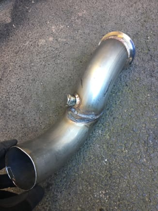 My funky DP connection to catback pipe! Only way to tuck it up tight against the underside for ultimate ground clearance.