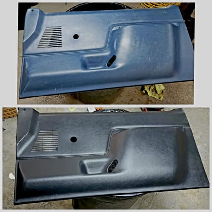 While I'm saving up for torque converter and Holley EFI i decided to start turning the old blue panels into black. Got the first set done. I like the way they turned out. I used LVP paint by Colorbond.
