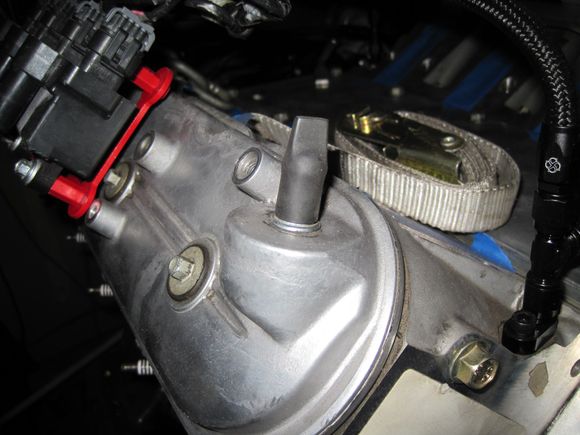 Aft of driver side valve cover