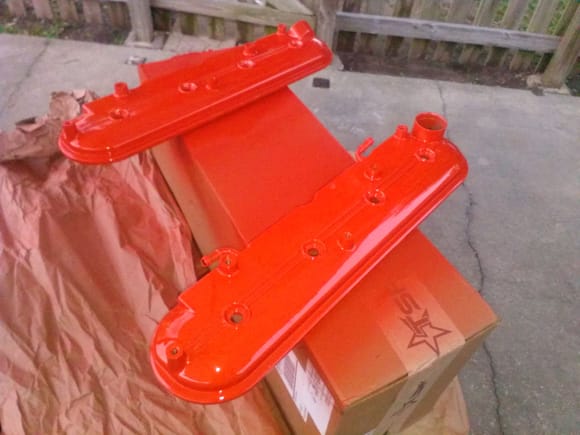 Painted the valve covers GM Hugger Orange.