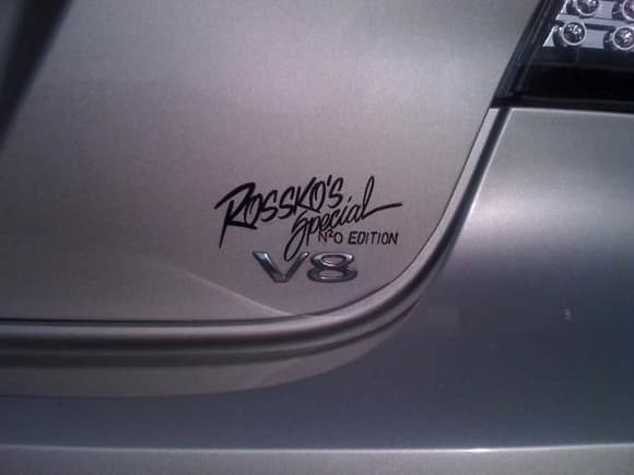 GXP with some paint laid down from the dyno party....a guy with a lot of skill and a shop in the are SCAL...did this...it says &quot;ROSSKO'S SPECIAL N2O EDITION&quot; its above the V8 on the pass. side on trunk