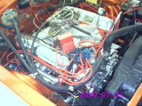 Built 440 engine in place ready to do some crusin in my 66 Plymouith Belvedere