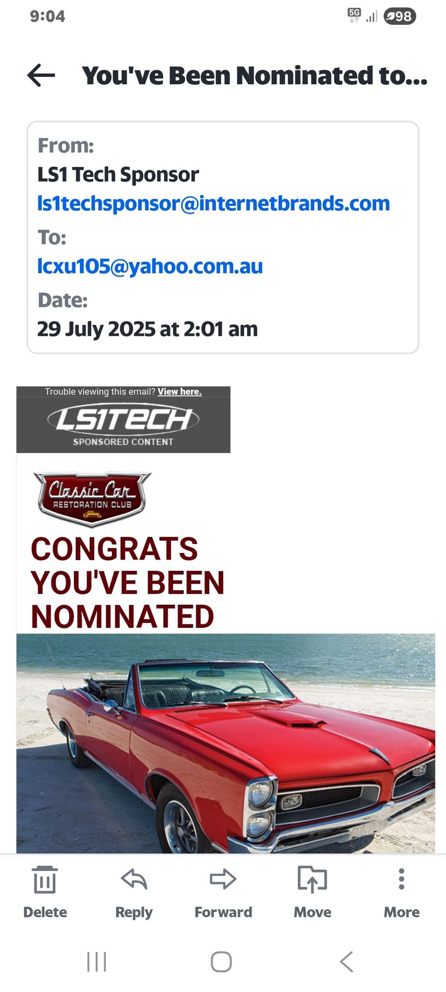 Recived this email in my spam folder. 