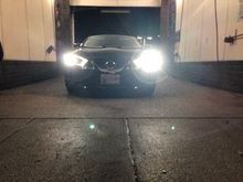 This is how it looks shining on the road, notice no blue tint