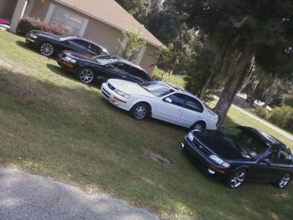 far left mine  my cuz jonathans and  my girls and my uncles
 sitting on  g37s g35  and  350 z