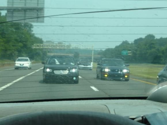 my boy Kirk wit da black 6spd and my sis Face dippin on the way 2 the NYC Maxima BBQ
