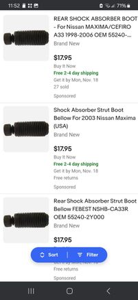 Pic: (3) different 'rear' 'Febest' brand shock dust boots from the same seller, 'The Finest Auto Parts'. 