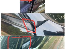 Top and middle pics of missing piece. Bottom photo of same piece on passenger door. 