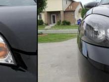 Headlights repainted from the inside. It was a LOT of work, but i think it was worth it. On the right is the "after" picture.