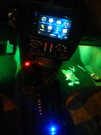 Green interior lights for the "Marvin the Martian" theme. Gotta cover the red and blue lights they are bright. 