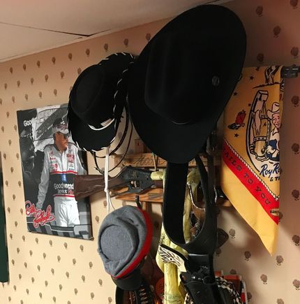 The Black Cowboy hat with the white trim I got as a child and my folks kept it around.  It was near perfect when I found it.  