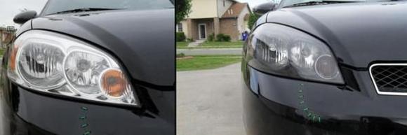Headlights repainted from the inside. It was a LOT of work, but i think it was worth it. On the right is the "after" picture.