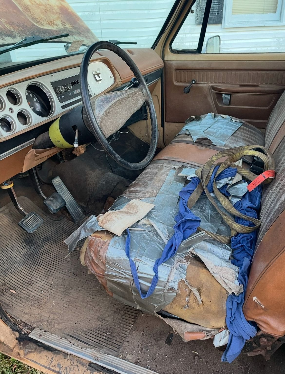 The story I heard is that the farmer was a big dodge guy and bought farm trucks by the half dozens from auctions but this was the only one he bought brand new. So when the front brakes locked up after 300+ thousand miles he just drug it to the back of his field and let it rot because he had dozens of others just waiting to take its place.