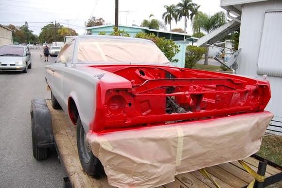 Back from the body shop to get the engine dropped in, before final paint.