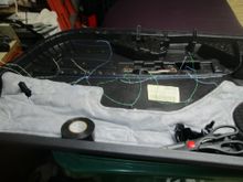 Wires tied off on back of door panel