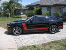 Side has my custom designed 1970 style &quot;Boss 302&quot; stripes and black 5.0 badge