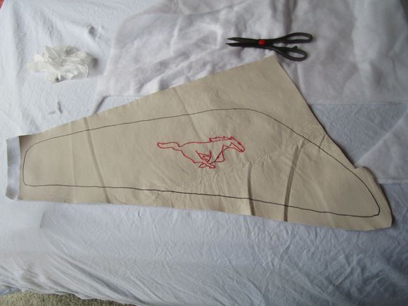 Embroidered vinyl replacement ready for gluing