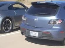 My friend took a pick of his Mazdaspeed 3 and my Veilside 350z 20&quot; Foose Wheels wrapped with Toyo Proxes T1R's.