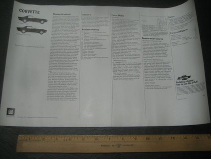 1972 Corvette Coupe 2 Sided Showroom Poster