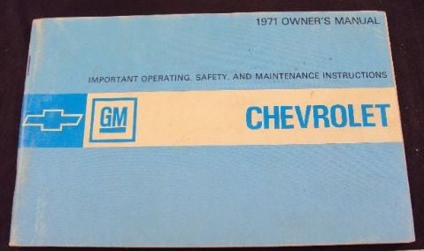 1971 Chevy Impala Caprice Bel Air Owners Manual