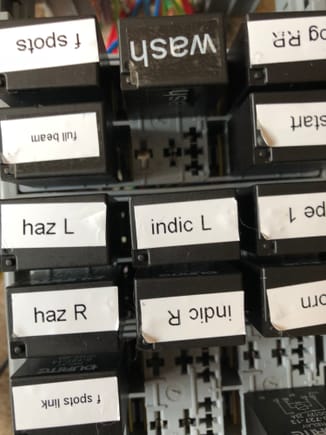 Each relay is also labelled, these will be under a cover and behind a dash panel.