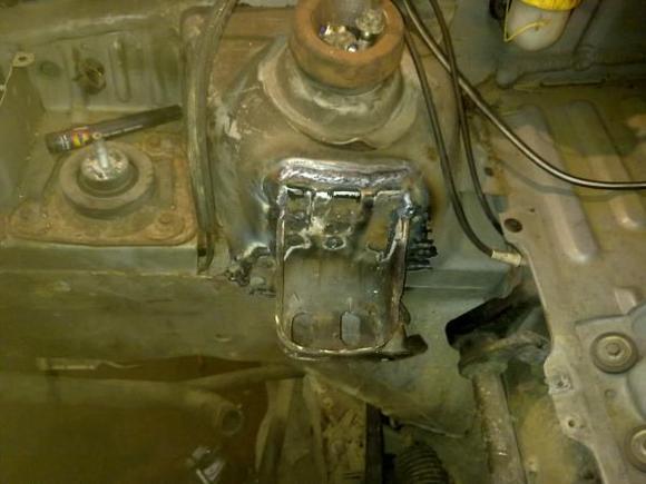 new engine mount welded in to take zetec