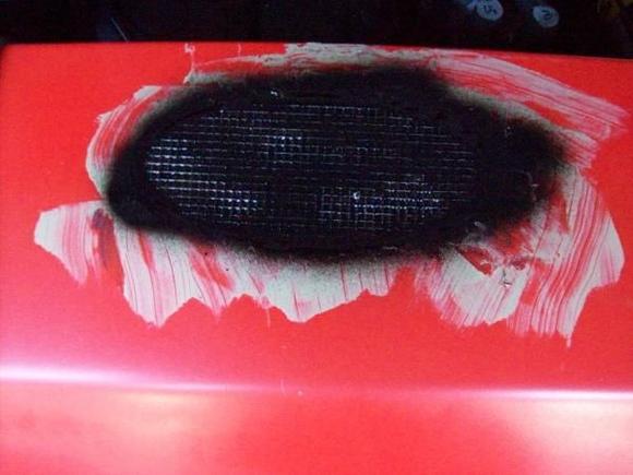 debadging with a fibre net to keep it from bursting