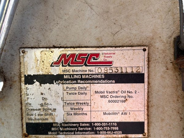 MSC Bridgeport type Overhead Milling Machine with power feed  for Sale $4,500 