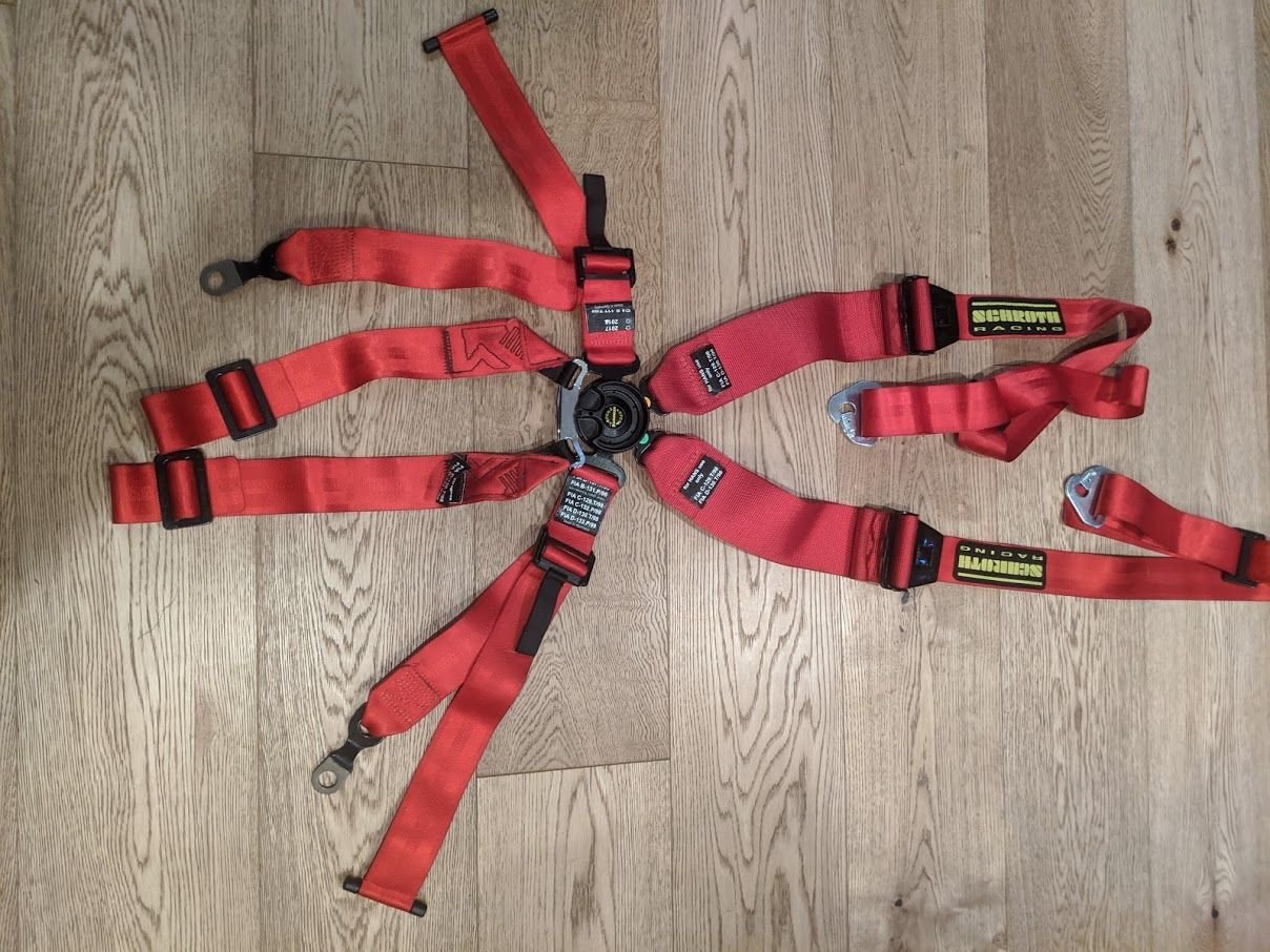 SCHROTH GT3 6 Point Racing Harness Red HANS Compatible 2/3" Expired