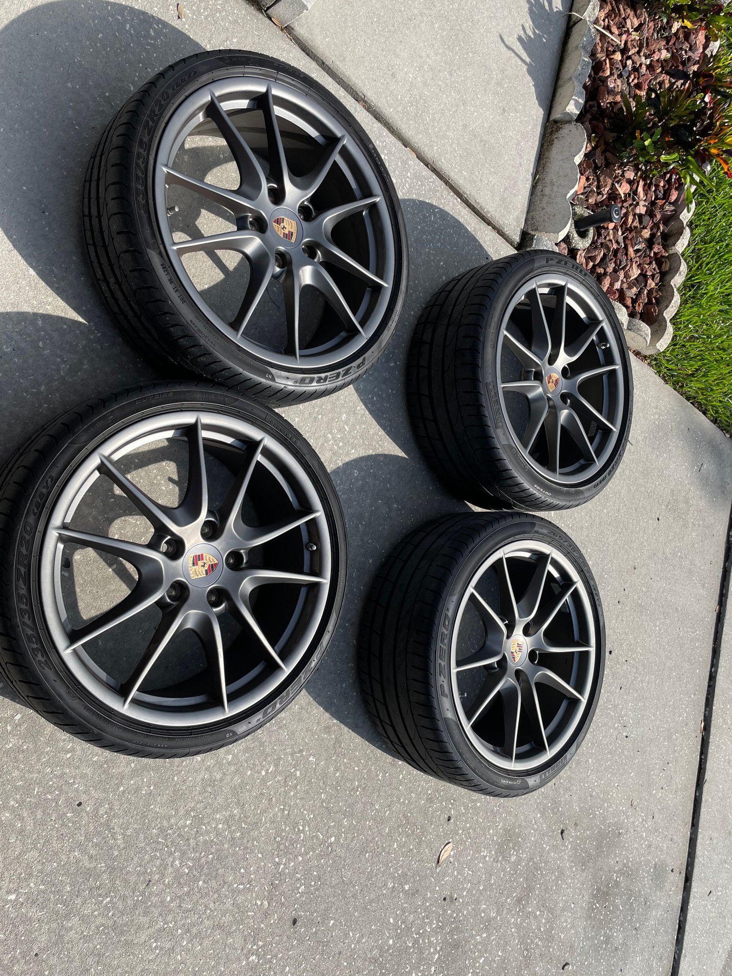 Wheels and Tires/Axles - PORSCHE BOXSTER/CAYMAN OEM CARRERA SIII SATIN PLATINUM WHEEL/TIRE/TPMS/CAP SET - Used - 2014 to 2018 Porsche Cayman - Tampa, FL 33626, United States